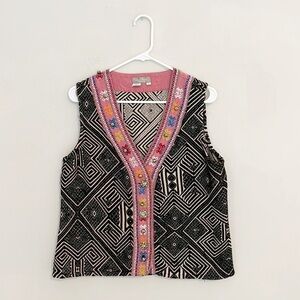 The Territory Ahead Boho Hippie Western Aztec woven vest women size Large